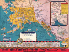 1934 THE ALASKA LINE cruise ship company A GOOD-NATURED MAP OF ALASKA: 8