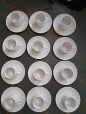 Vintage Mid-Mid-Century Thomas Espresso Cup & Saucer White Germany ~ Set of 12 picture