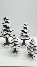 Dept 56 “ VILLAGE PORCELAIN PINES” Set Of 4 Heritage Village Collection 59001 picture