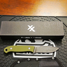 Double X Knives Bush Baby D2 Steel Fixed Blade OD Green G10 Full Tang Sheath picture