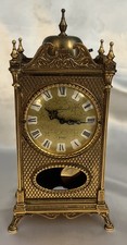 Vtg Schmid 8-Day German Mantel Clock Roman Numerals Metal/Glass Germany picture