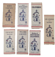 Vtg 50s Auto Club Of Southern California Map Tulare Kern LA DESERT California picture