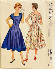 MCALLS PATTERN 9646 VINTAGE 1953 FITTED DRESS SQUARE NECKLINE FLARED SKIRT SZ 13 picture