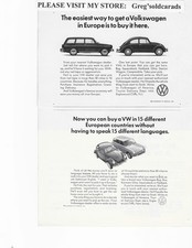 Two 1967 Volkswagen Beetle and Squareback vintage print ads picture