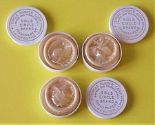 NINE VINTAGE, GOLD CIRCLE BRAND CONDOMS / RUBBERS, NIPPLE END, 3 packs of 3. picture