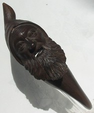 Vintage Hand Carved Wood Nutcracker Sculpture Creepy Bearded Gnome Man Santa picture