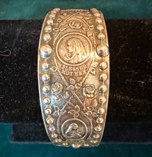 Vtg EJ Towle Sterling Silver Rosary Cuff Bracelet Korean War Era ID Unengraved picture