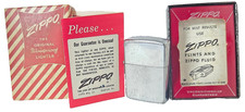 Vintage 1953-1954 Zippo Lighter CIB Pat 2517191 Pat Pend Candy Stripe Box Paper picture