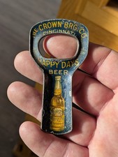 Crown Brewing PRE-PROHIBITION TIN LITHO Beer Bottle Opener Cincinnati Ohio Sign picture