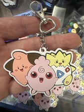 Pokémon Keychain 2020 Cleffa Igglybuff Togepi Rubber Charm Clip Official picture