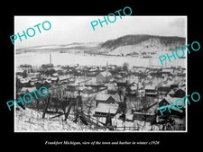 OLD LARGE HISTORIC PHOTO OF FRANKFORT MICHIGAN VIEW OF THE TOWN & HARBOR c1920 picture