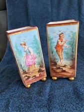 Pair of Antique 19th Century Hand Painted French Porcelain picture