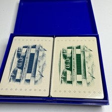 Vintage Standard Register Advertising Playing Cards 2 Deck Set Blue Case USA picture