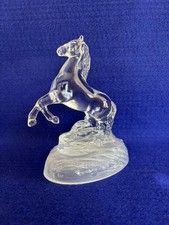 Vintage Cristal d'Arques Lead Crystal Horse Statue Figurine Frosted Base ~France picture