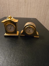 Vintage Miniature Gold Tone Quartz Clock Lot of 2 Rumours & Perini Collectible picture