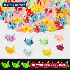 104 Pcs Mini Resin Axolotl Figurines - Glow in The Dark Colorful Axolotl Desk Pe picture