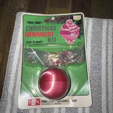 Vtg 1970'S FIBRE-CRAFT BEADED SATIN BALL CHRISTMAS TREE ORNAMENT KIT # 9104 NIP picture