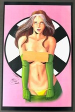 Signed G.W. Fisher Naughty Rogue X-Men Print 11X17 picture