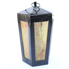 Medieval Style Hexagon Lantern Pyramid-Shaped Top With Translucent Panels picture