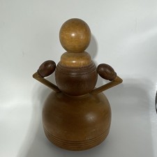 Vintage Turned Wood Woman With Hands on Hips Erzgebirge Style German Folk Art picture