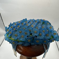 Antique (1920’s) Czech Glass Flower Bead light cover Blue, Amber, Green AS IS picture