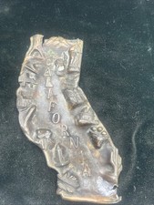 Mid Century California State Relief Souvenir Metal Trinket Dish 7.5