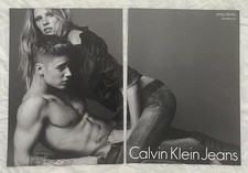 2015 Vtg Justin Bieber and Lara Stone Calvin Klein Jeans Fashion Magazine Ad Art picture