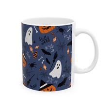 Cute Halloween Pattern Mug | Ghosts, Pumpkins, Bats, Candy picture