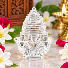 Crystal Sphatik Meru Shri Yantra Crystal Sumeru Shree Yantra on Lotus 180 gm picture