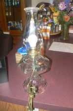 RARE 1880S NEAR MINT Antique Drape Glass ELCTCRIC Kerosene Oil Lamp picture