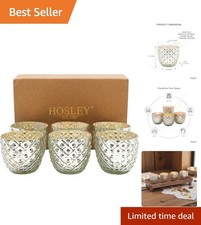 Set of 6 Antique Silver Glass Votive/Tealight Candle Holders – Mercury Style ... picture