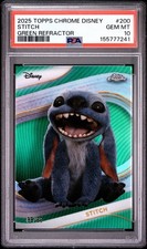 2025 Topps Chrome Disney STITCH True Green Refractor /99 PSA 10 POP 2 picture