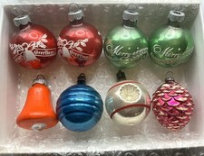 Set of 8 Mercury Glass Christmas Ornaments Shiny Bright & Premier Glassworks MCM picture