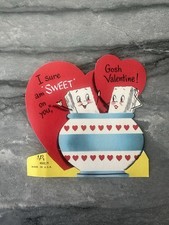 Vintage Valentine Anthropomorphic Sugar Cubes Couple Boy Girl Bowl Adorable Rare picture
