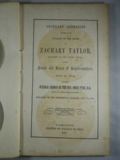 Eulogies Given by White House & US Congress on Death of President Zachary Taylor picture