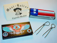 PATRIOTIC CIGARETTE ROLLER KIT VINTAGE 1970's w/PAPERS & 2 ROACH CLIP Set #3 picture
