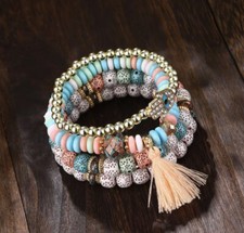 4 Pulseras Elasticas Con Piedras Contra El Mal De Ojo Y Ojo Turco Proteccion picture