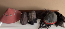 Antique c1900 Odd Fellows IOOF Secret Ceremonial Lot 2 Masks Hats Wigs Fraternal picture