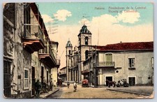Antique Cuba Postcard HAVANA Vicinity of Cathedral Street 1924 picture
