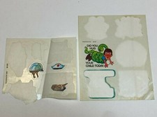Dennison 1979 + 1982 Sticker Sheet Vintage Lot Hug Your Child Nurse Police Hats picture