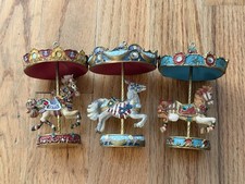 1999 Bradford Editions Carousels For All Seasons Carousel Horse Ornaments Set picture