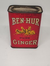 Vintage Ben Hur Pure Ginger Tin Metal 2 oz  Quarter Full picture