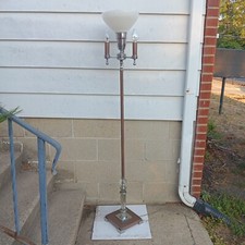 Art Deco Machine Age Floor LAMP Chrome Glass Vintage MCM super Clean picture