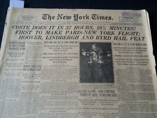 1930 SEPTEMBER 3 NEW YORK TIMES NEWSPAPER - COSTE DOES IT IN 37 HOURS - NT 7224 picture