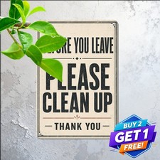 Please Clean Before Leaving Tin Sign Kitchen Workshop Caution Metal Wall Plaque picture