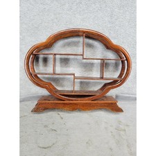 Vintage Cloud Shape Wood Curio Display Stand Asian Bonsai Shelf 10.5