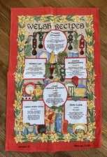 Vintage Linen Welsh Recipes Tea Kitchen Towel - Colorful Appears Unused picture