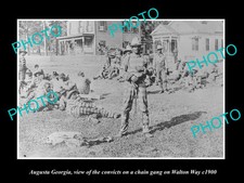 OLD POSTCARD SIZE PHOTO AUGUSTA GEORGIA BLACK CONVICTS CHAIN GANG c1900 picture