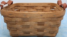 Vintage Longaberger 1986 Square Basket Leather Handles 9.5 Inch picture