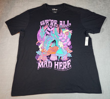 Disney Alice In Wonderland We're All Mad Here T-Shirt Black 3XL Unisex picture